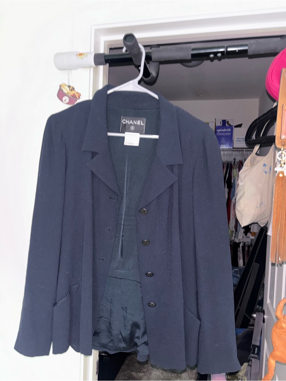 CHANEL Navy Blue Wool Blazer Jacket